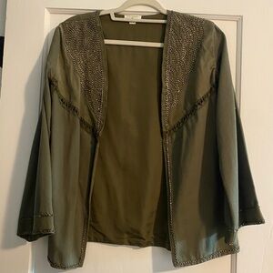 Cost Plus World Market Western Cowgirl Boho Beaded Green Cardigan Jacket